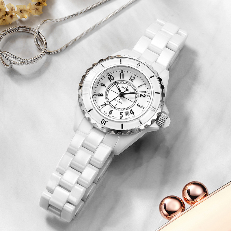 Classic white waterproof men's watch for water