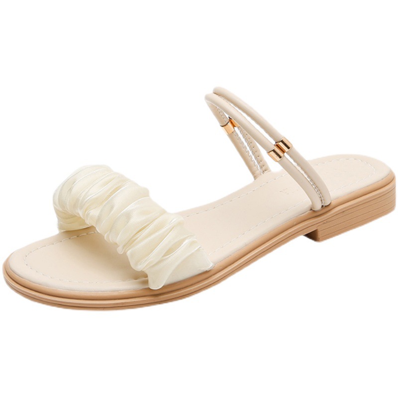 Coreano con una sola sandalias con dos zapatillas de verano para mujeres 2025 nuevos zapatos de playa de suela suave de mamá simple