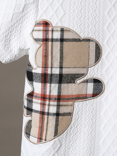 European and American cross-border children's short-sleeve suit plaid bear cartoon print boys 'T-shirt summer loose shorts children's wear