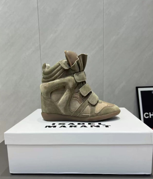 Isabel Marant Bekett Suede Wedge Sneakers Taupe