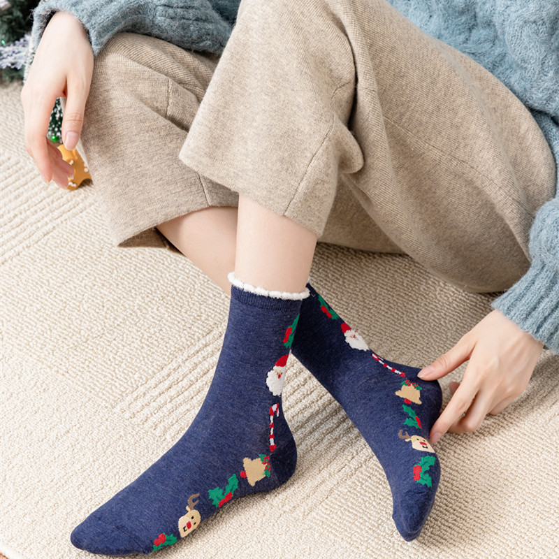 Chaussettes rouges Père Noël coréennes pour enfants, nouvelle collection automne/hiver_voghion.com