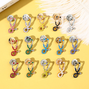 Cross-border explosions Doctor Who theme brooch cartoon color stethoscope corsage collar pin funny accessories wholesale