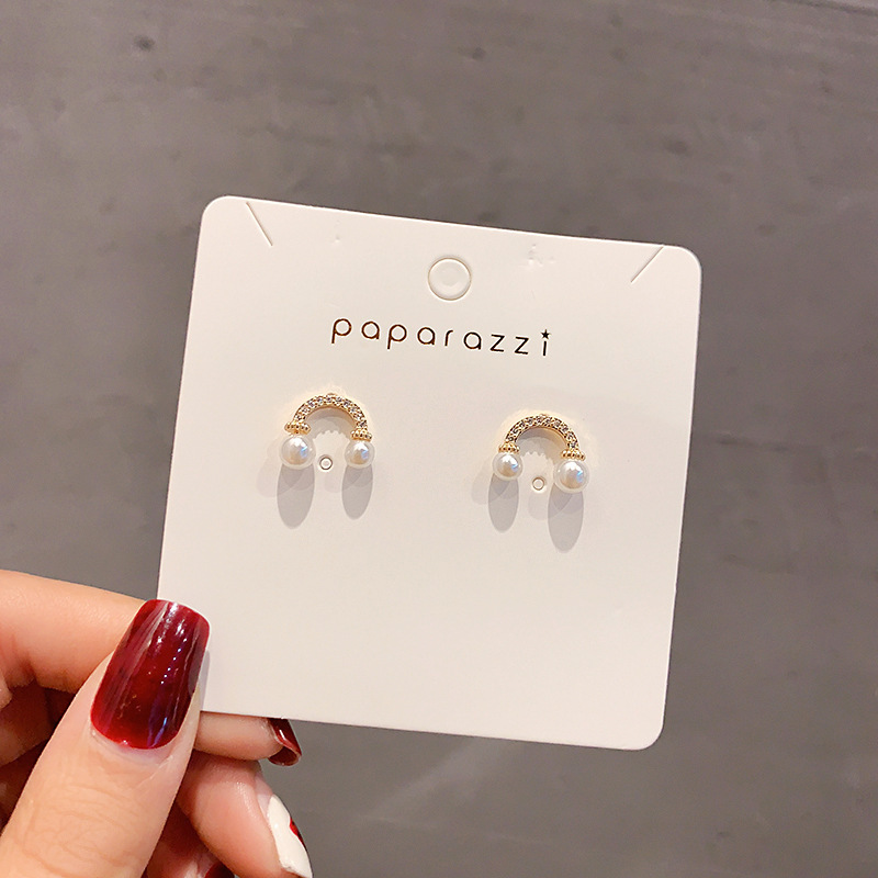 Korean micro-inlaid pearl earrings