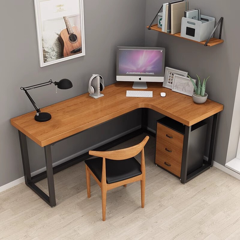 Casual L-Shaped Solid Wood Corner Desk, Simple Long Workbench, Writing Desk, Home Corner Computer Desk Casual L-Shaped Solid Wood Corner Desk, Simple Long Workbench, Writing Desk, Home Corner Computer Desk