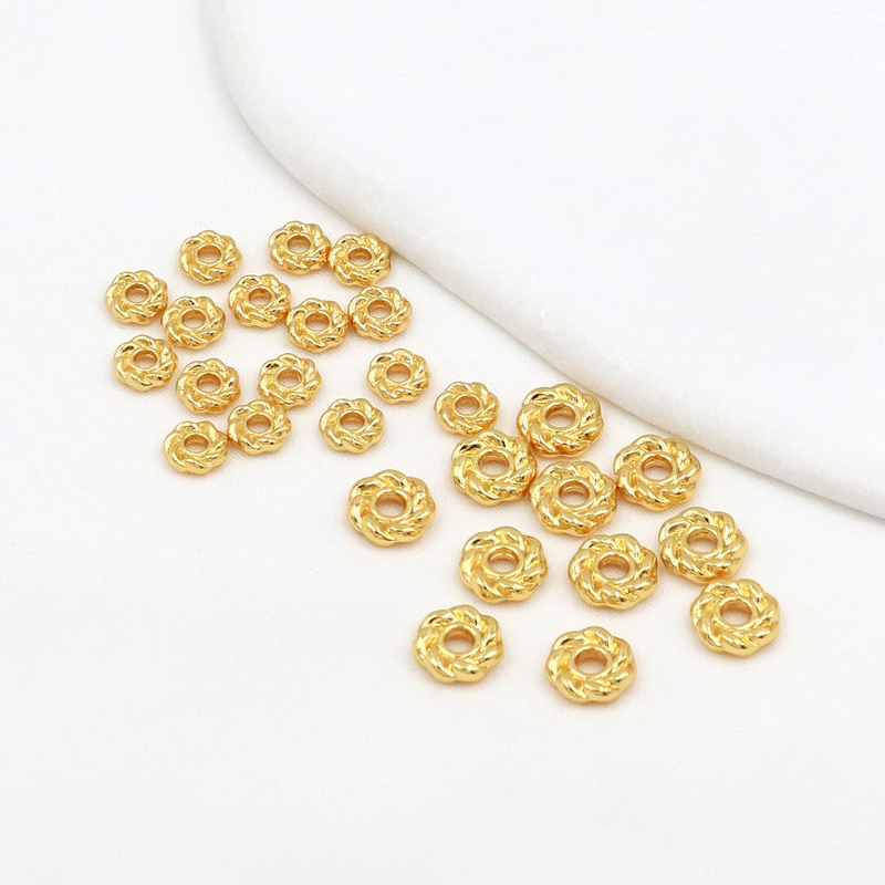 Copper Plated with 18K Gold, Color-Preserving Threaded Fire Wheel Spacer Beads, Twist Spacer DIY Handmade Necklace Jewelry Accessories D93 Copper Plated with 18K Gold, Color-Preserving Threaded Fire Wheel Spacer Beads, Twist Spacer DIY Handmade Necklace Jewelry Accessories D93