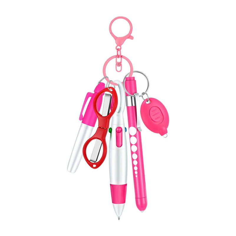 Nurse uniform, ballpoint pen, set, foldable flashlight, scissors, keychain, Amazon, 6 pieces