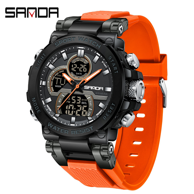 SANDA reloj electrónico transfronterizo personalidad cool reloj de pulsera estudiantes luz nocturna multifuncional moda reloj de pulsera para hombres 6183