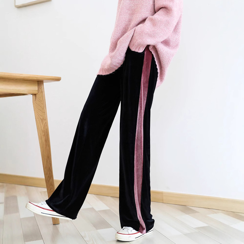 Yunshiba New Velvet Maternity Pants Fashion Long Wide-Leg Floor-Length Pants Pregnancy Maternity Wear 1302