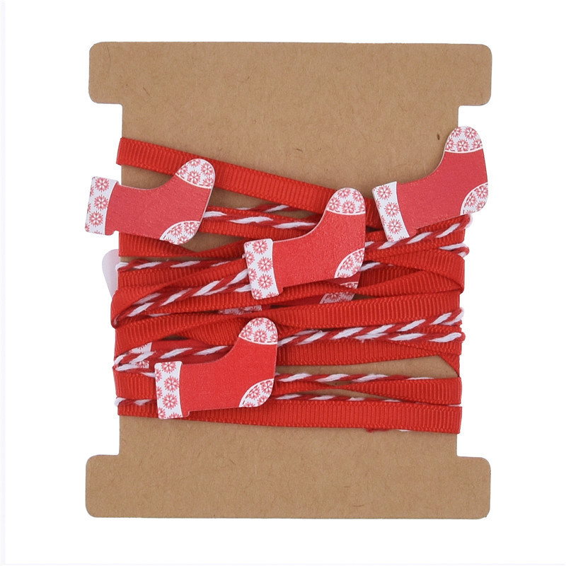 Transfronterizo Amazon nueva cinta decorativa hecha a mano Navidad DIY muleta calcetines árbol de Navidad cinta decorativa 5 M