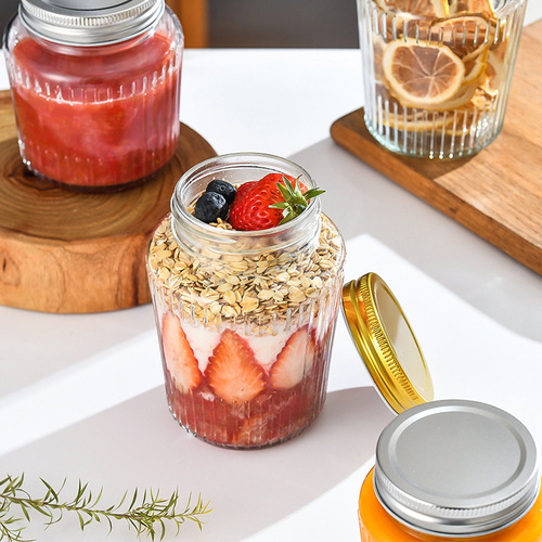 Transparent glass jam jar fish roe jar Mason jar vertical seal honey glass bottle