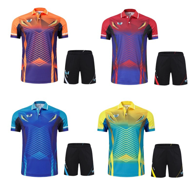 Новая дышащая форма для настольного тенниса для мужчин и женщин, соревновательная форма, быстросохнущая тренировочная форма для настольного тенниса, командная форма для школьников с возможностью нанесения принта.