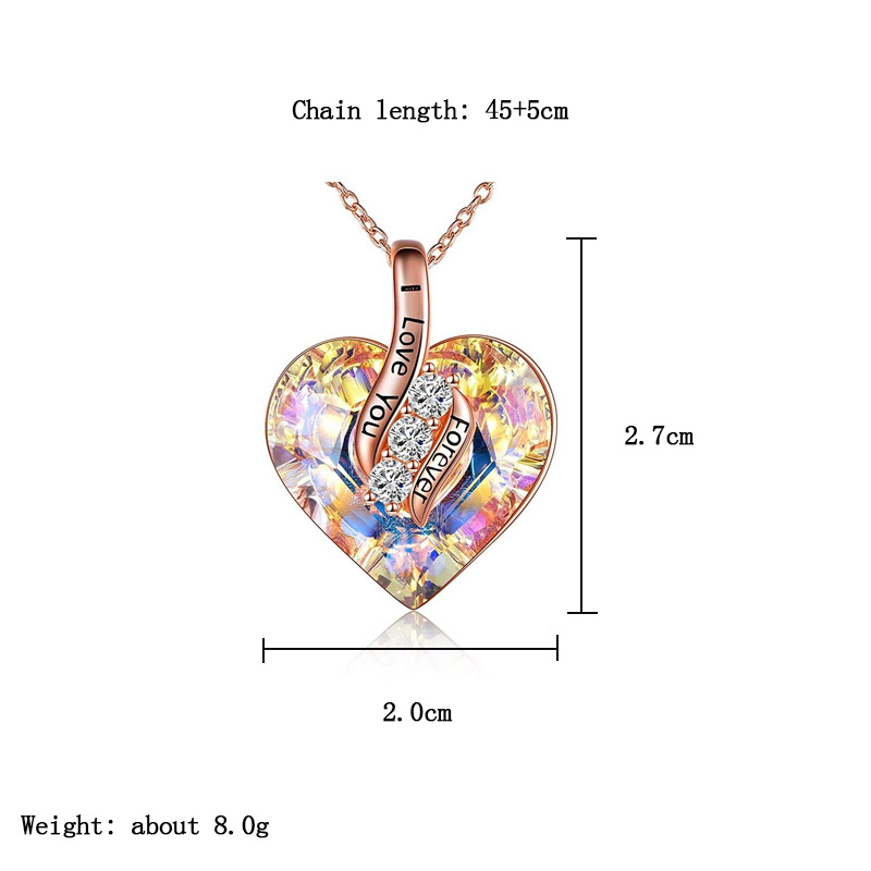 1 Piece Fashion Heart Shape Artificial Crystal Alloy Plating Rhinestones Unisex Pendant Necklace display picture 1