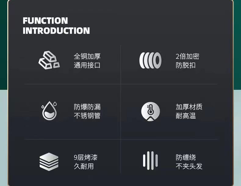 Description Picture 5 of item1.5/2/3M Stainless Steel Shower Hose High Pressure Replacement Spray Encryption Pipe Universal Titanium Gold Set