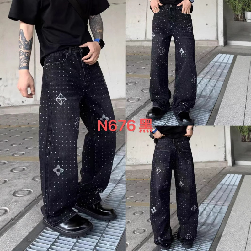 Men's Jeans  High-Quality American Trendy Rhinestone Denim|undefined