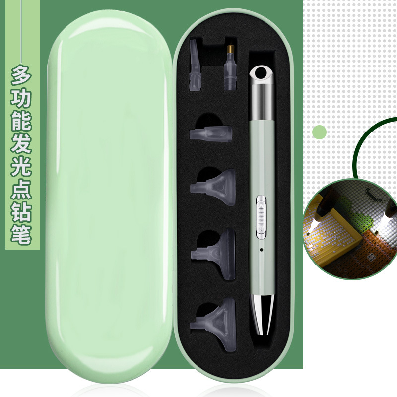 USB luminous point drill cross stitch Diamond lighting pen Diamond painting tool nail art point drill luminous pen