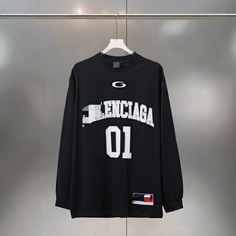 25Ss Correct Version Cross-Border Trendy Brand B Brand Autumn and Winter New Basketball Series Pure Cotton Round Neck Long-Sleeved T-Shirt One Piece Batch