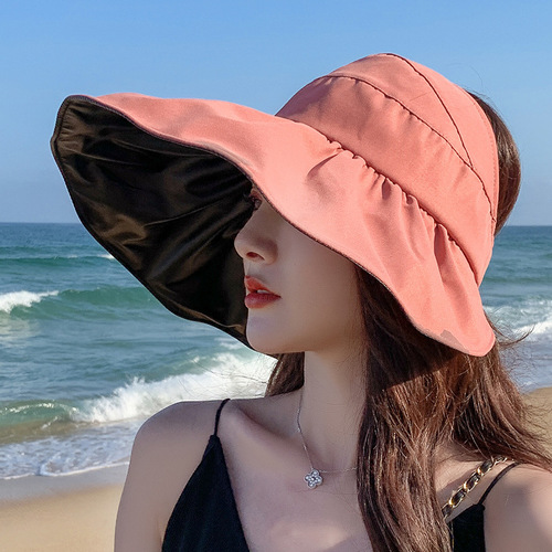 Women's Summer All-Match UV-Protective Sun Hat with Large Brim – Foldable Black-Glaze Fisherman Style Hat