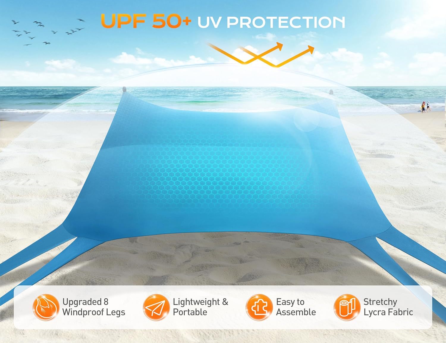 Lycra Canopy Outdoor Portable Octagonal Beach Tent Amazon Best-Selling Anti-Uv One-Piece Sunshade Canopy