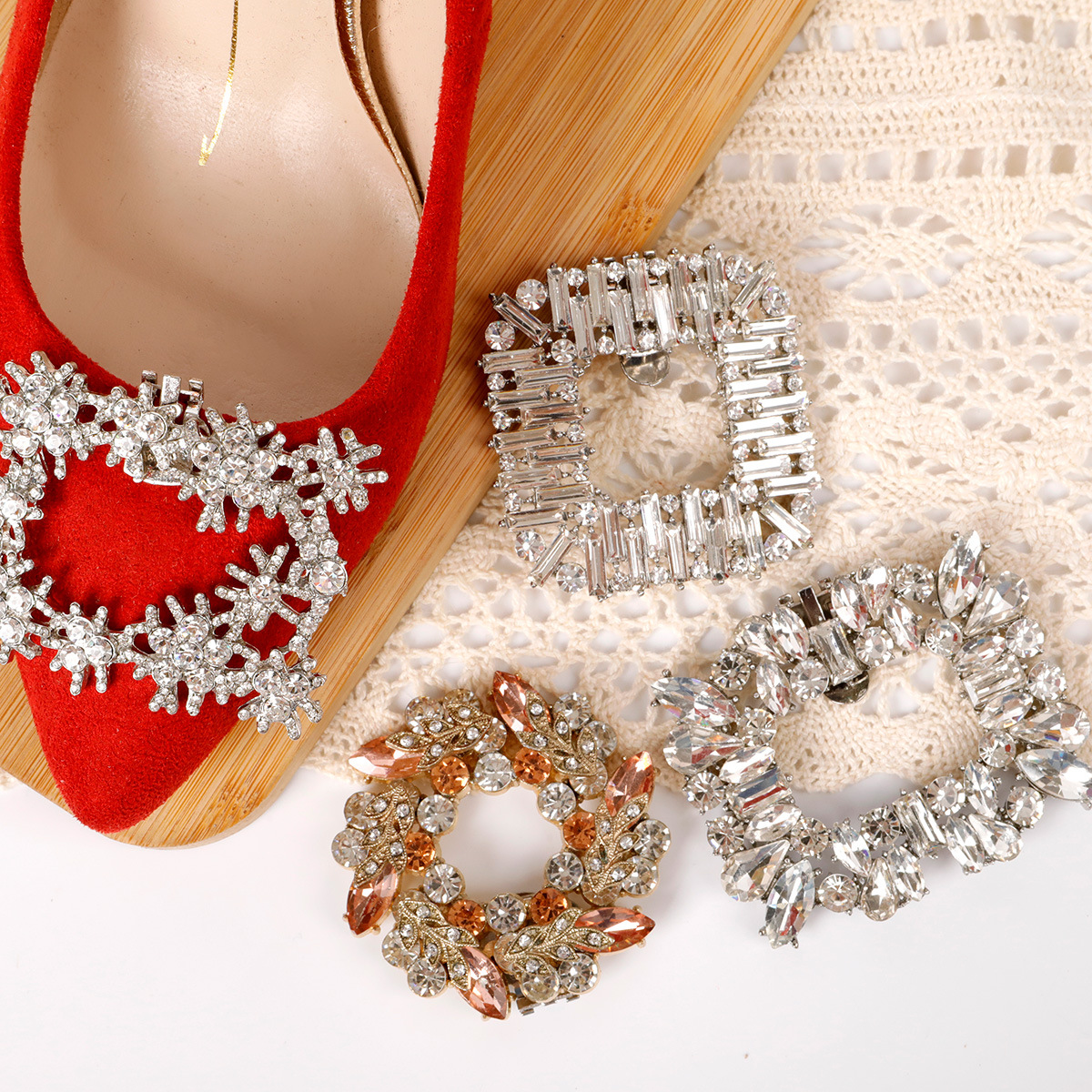 Zapatos de mujer desmontables accesorios decorativos de metal accesorios de Vamp zapatos de flor de zapato de todo fósforo zapatos de hebilla dedo del pie accesorios de diamantes de imitación