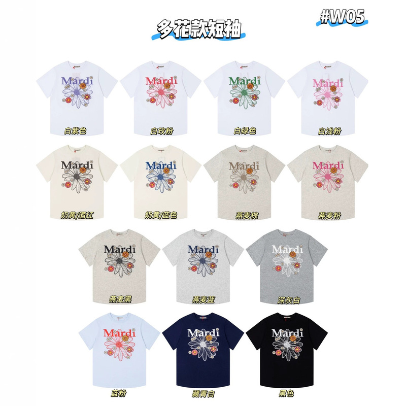 [Top Korean Brand] Korean Trendy Brand Mardi Small Daisy Floral Short-Sleeved T-Shirt for Women Summer Round Neck Pure Cotton Print