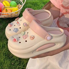 厚底洞洞鞋女款增高底防滑夏季2024新款高級感包頭半拖鞋女夏外穿