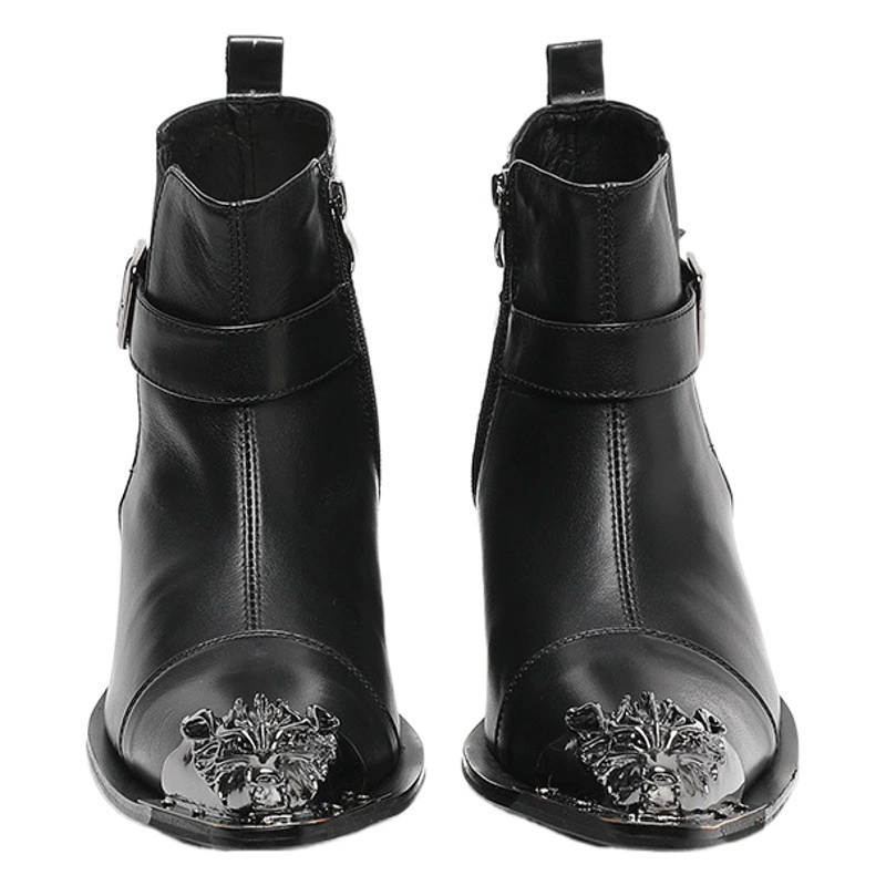 Мужские туфли с высоким верхом European Station на толстой подошве, увеличенная черная повседневная обувь, короткие сапоги в стиле хип-хоп с заклепками, модные брендовые ботинки Martin