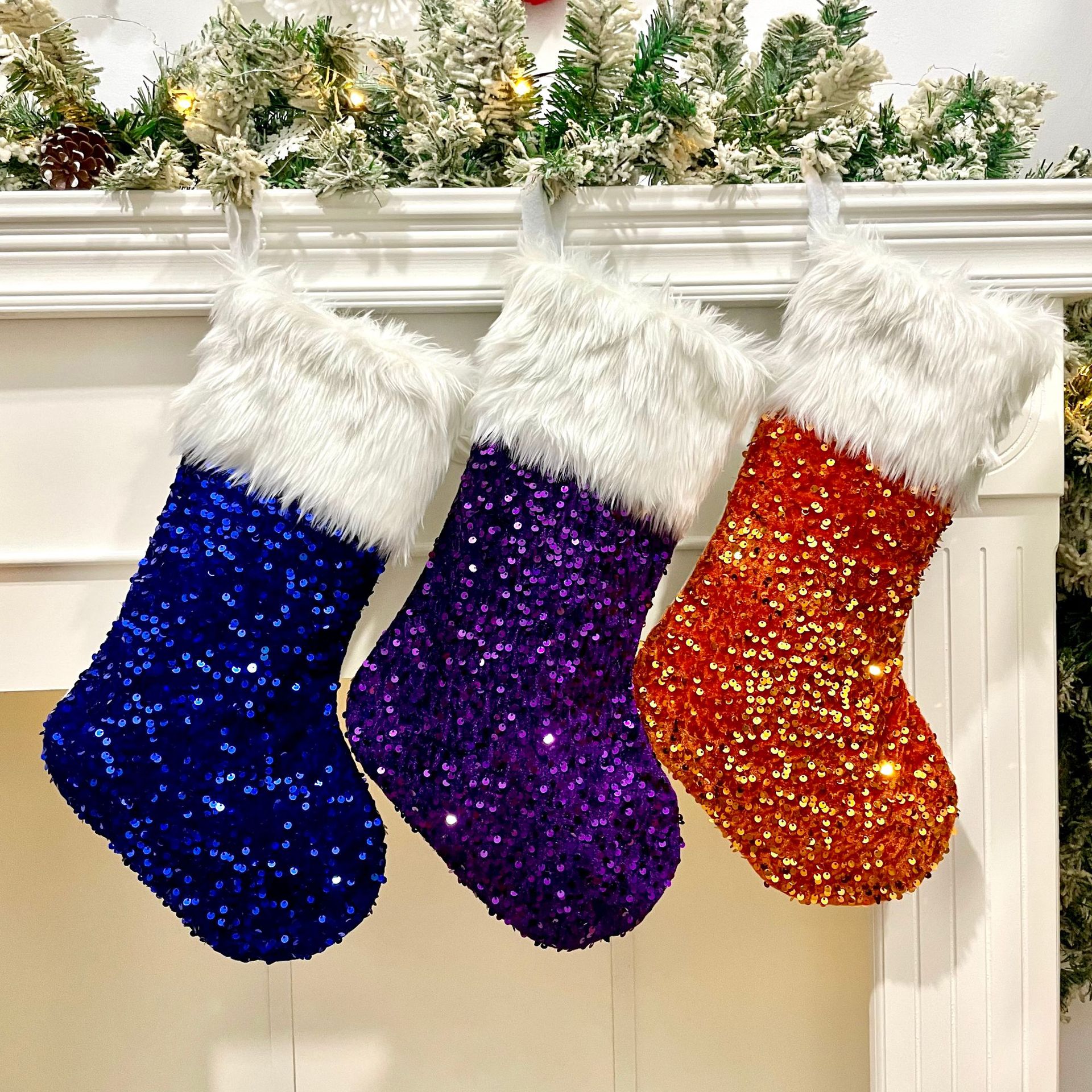 Nuevos productos transfronterizos regalos de Navidad bolsas de dulces de peluche calcetines de Navidad colgantes de árbol de Navidad artículos de decoración de Navidad