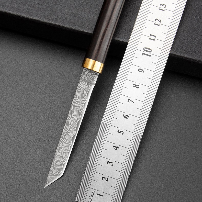 神笔大马士革小刀 锋利高硬度小刀随身便携带刀具水果刀迷你户外