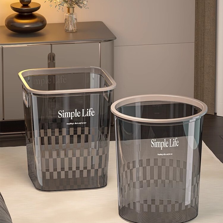 Large Sanitation Toilet Plastic Basket Outdoor Desktop Classification Coverless Hotel Kitchen Transparent Household Trash Wholesale