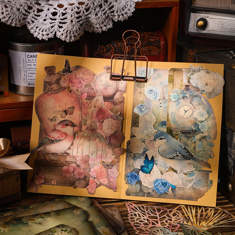 Olvídate de Flower Valley Journal material papel retro no pegajoso mensaje notas memorándum diario base papel DIY material libro