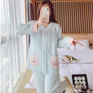 On behalf of the hair thickened air cotton monthly clothing autumn and winter cotton postpartum cotton nursing pajamas November expected pregnancy