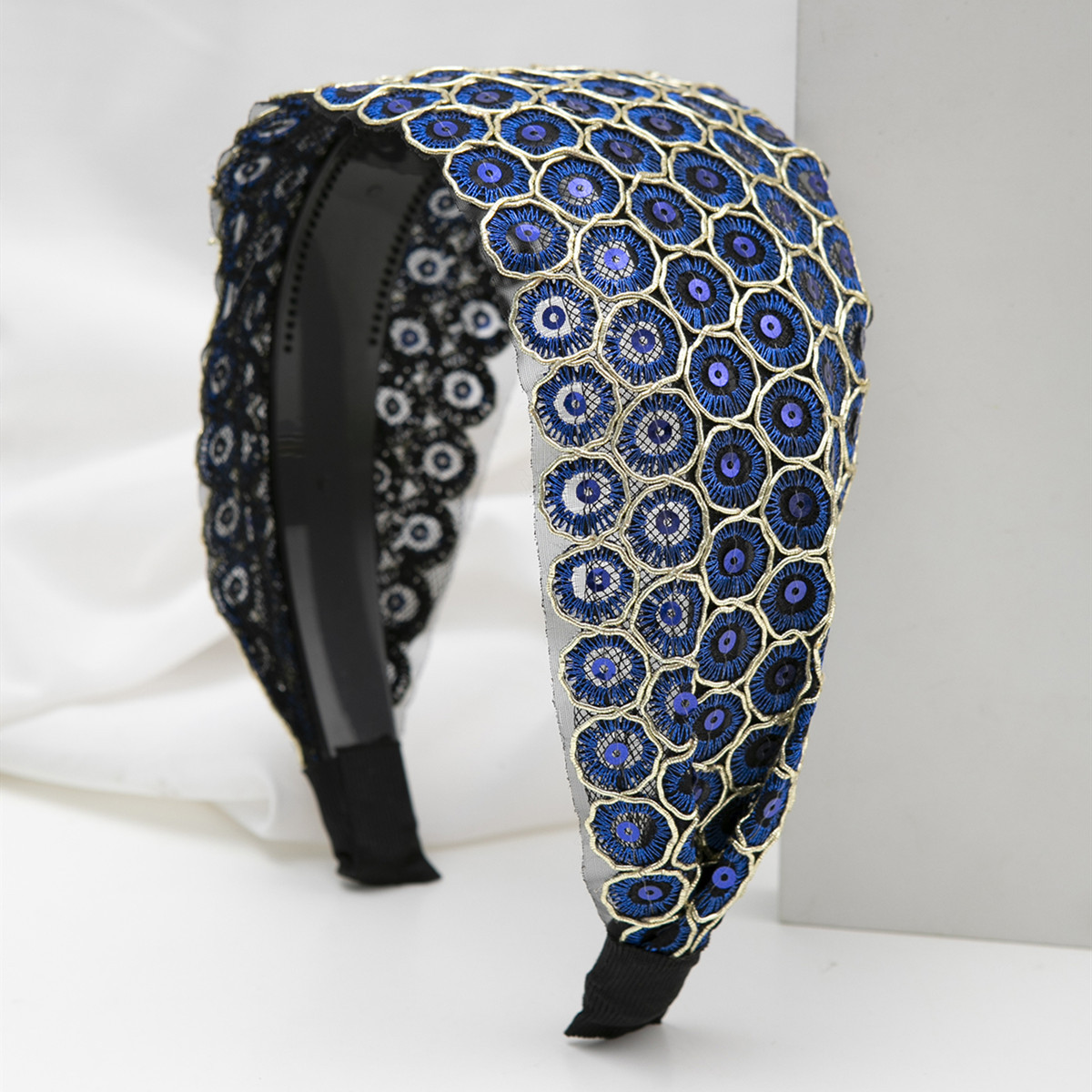 Elegante hilo de oro con lentejuelas diadema borde ancho diadema cabello presionando simple Corea del Sur pelo blanco que cubre el cabello tocado viaje Internet celebridad accesorios para el cabello roto