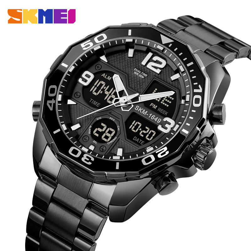 SKMEI 1649 Sudeste Asiático espiral solo reloj corona correa de acero inoxidable Reloj electrónico de moda para hombres jóvenes