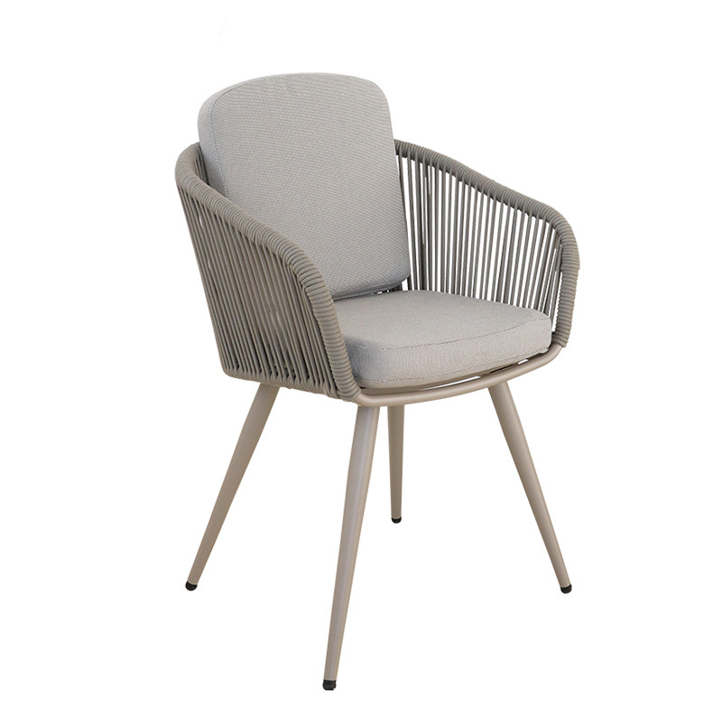 Mesas y sillas para exteriores, muebles de jardín de aleación de aluminio con tejido de cuerda, impermeables y resistentes al sol, para villas, hoteles, patios, terrazas y piscinas.