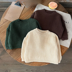 Nordic style ~ Handmade chunky knit sweater for boys and girls, spring and autumn, Korean version, Instagram kids' sweater, trendy hooded knit sweater, forest system