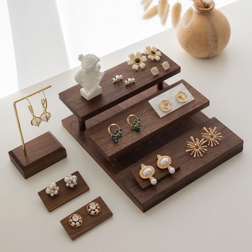Walnut jewelry display props jewelry tray earrings necklace bracelet ladder display stand jewelry solid wood base