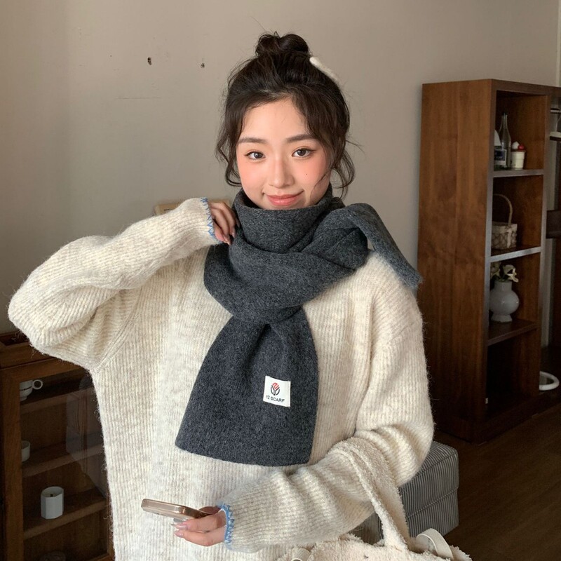 新款冬季羊毛围巾女高级感百搭可爱毛线针织围脖男护颈保暖韩版潮|undefined