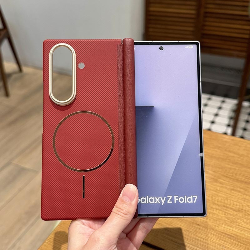 适用三星ZFold7手机壳碳纤维纹w25双中轴铰链保护W24磁吸防摔后壳