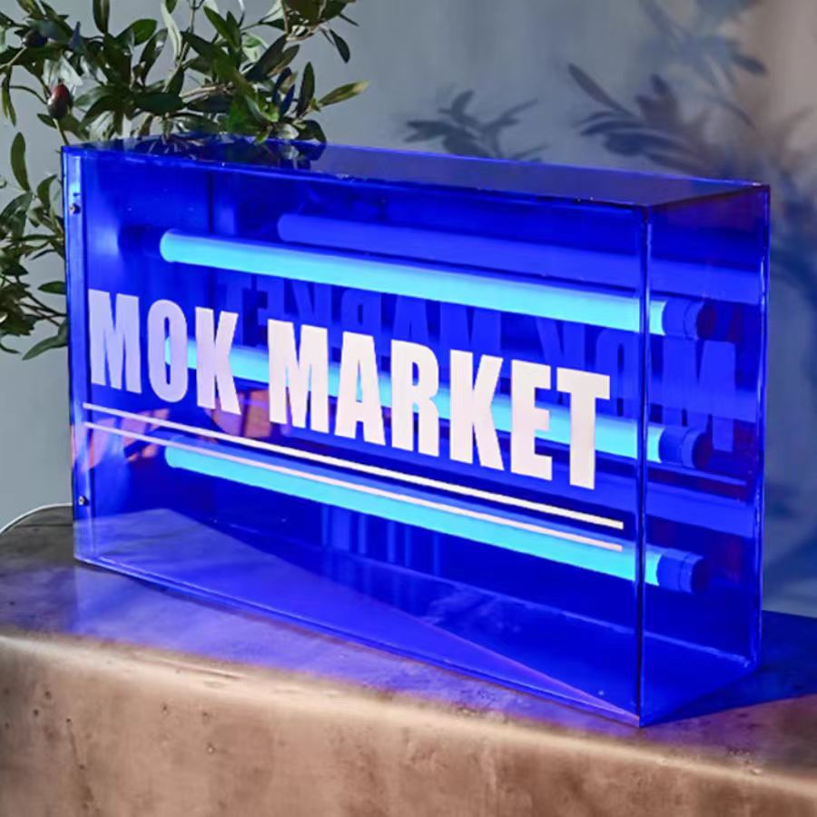Caja de luz azul acrílica creativa Chaotong cuerpo luminoso cartel publicitario de tiendas al aire libre