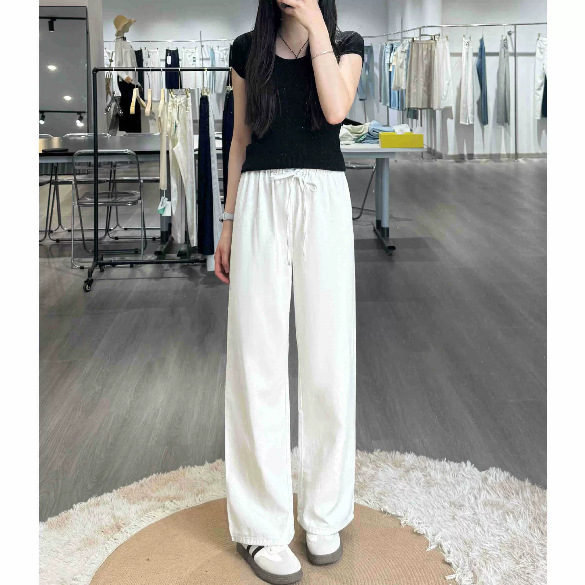 【衡嘉HH】夏季天然麻慵懒风牛仔裤女2025新款宽松显瘦直筒阔腿裤