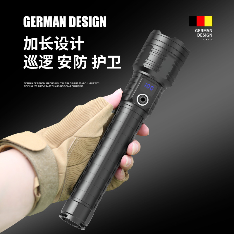 Flashlight 100000 Lumen Metal Rechargeable Portable Super Bright Zoom Remote Outdoor Laser Gun 26650