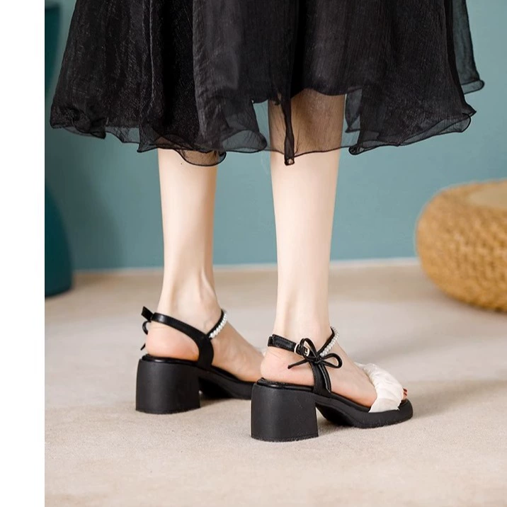 Summer universal sandals high heels, footwear, ankle bracelet, shoes, 2024 years, simple and elegant design