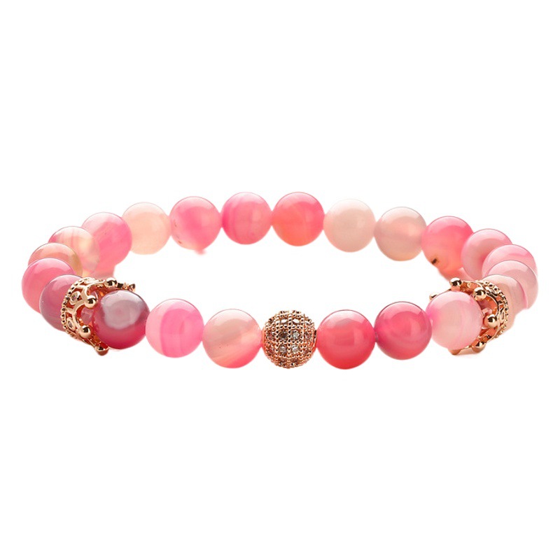 Cruz-frontera deseo caliente venta cobre micro-incrustaciones pulsera de oro rosa al por mayor cristal Rosa Fenghua Moonstone joyería pulsera