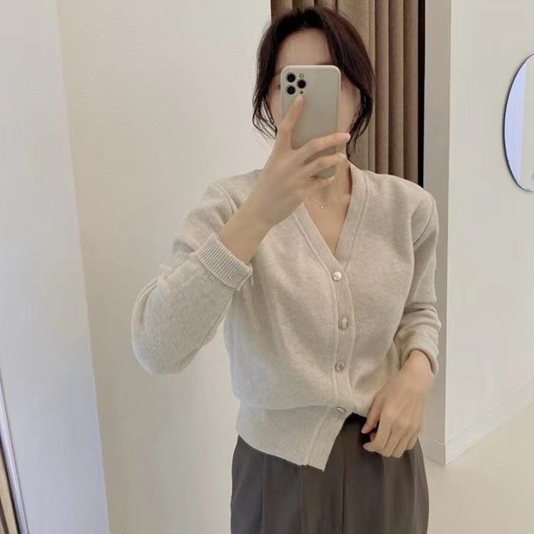Autumn woolen knitted cardigan