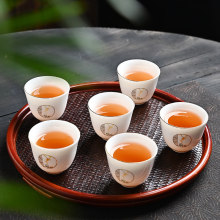 羊脂玉白瓷茶杯8只功夫茶杯陶瓷小茶杯6只装喝茶专用杯家用待客杯