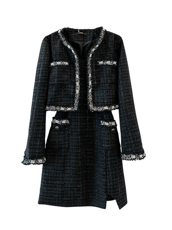 120-300 Plus Size Women's Outwear Dress Small Fragrance Two-Piece Set 2025 Autumn and Winter New Style Fat Sister Senior 120-300 Plus Size Women's Outwear Dress Small Fragrance Two-Piece Set 2025 Autumn and Winter New Style Fat Sister Senior