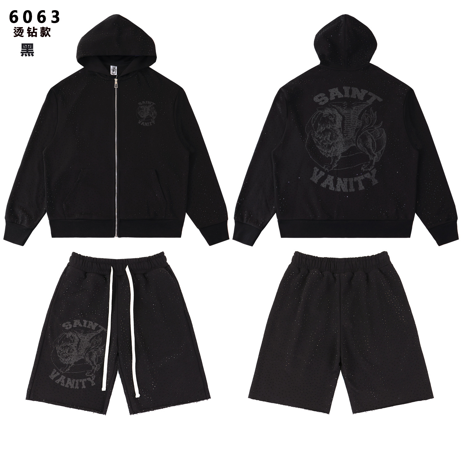 Transfronterizo exclusivo para la marca de marea en stock SAINT VANITY impresión de diamante caliente marca de marea sudadera con capuz cardigan con cremallera sudadera