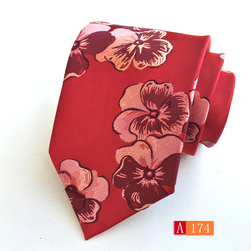 FUENTE fabricante poliéster jacquard material de los hombres corbata flor grande oreja moda corbata de moda en stock al por mayor