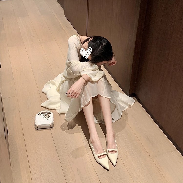 现货~苏茵茵凯旋门小金扣~尖头蝴蝶结漆皮平底单鞋女通勤宴会鞋ol|undefined