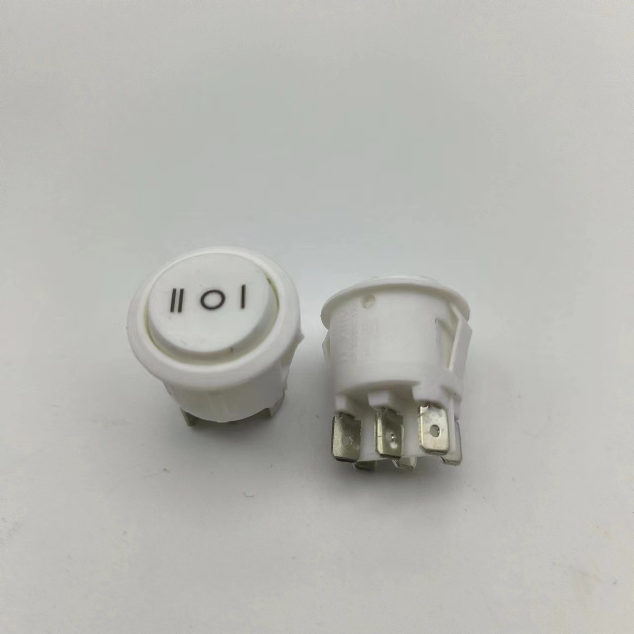 KCD1白色圆型开关三脚三档翘板船型开关开孔20mm圆形船型开关